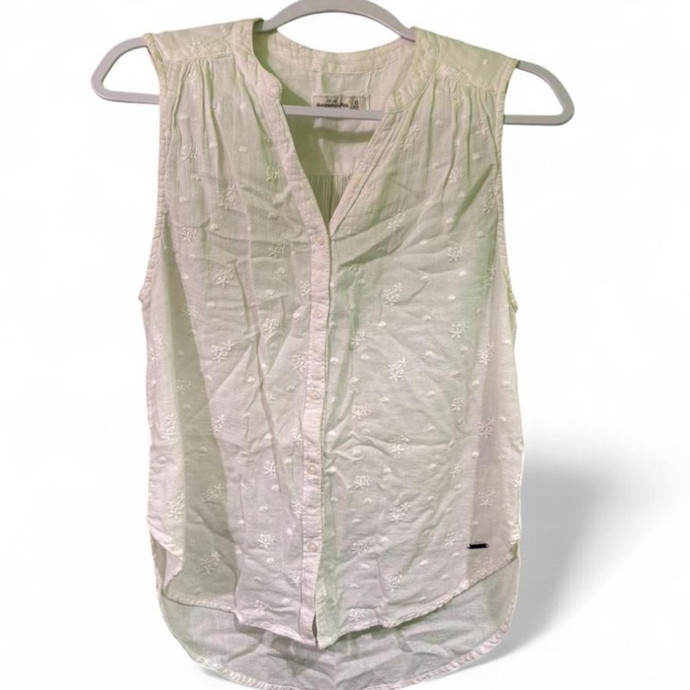 Y2k Abercrombie and Fitch vintage cotton white sheer Button up cami top XS